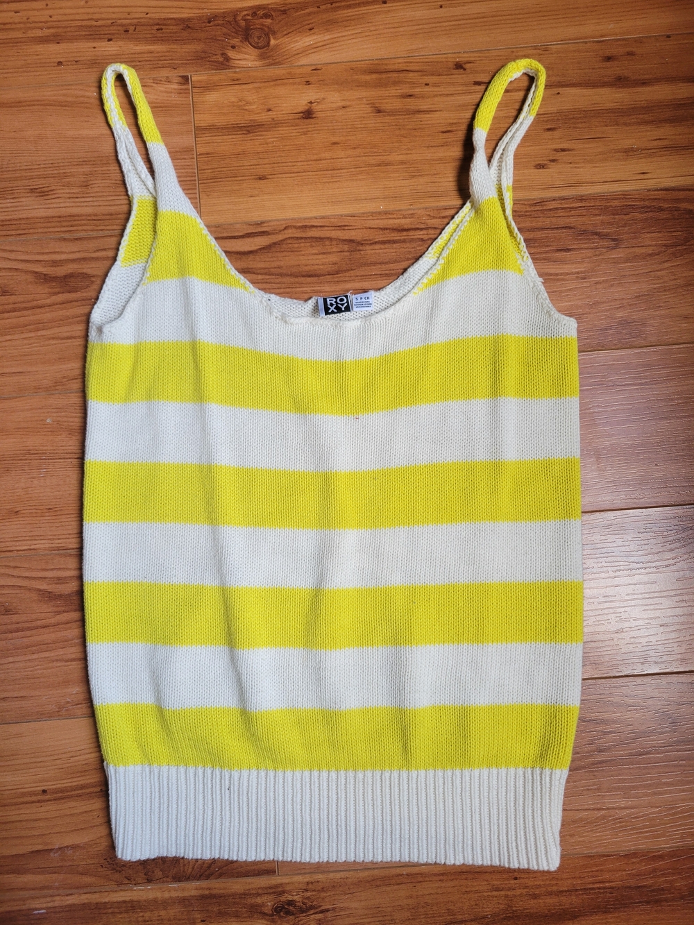 Roxy Yellow and White Striped Knit Camisole